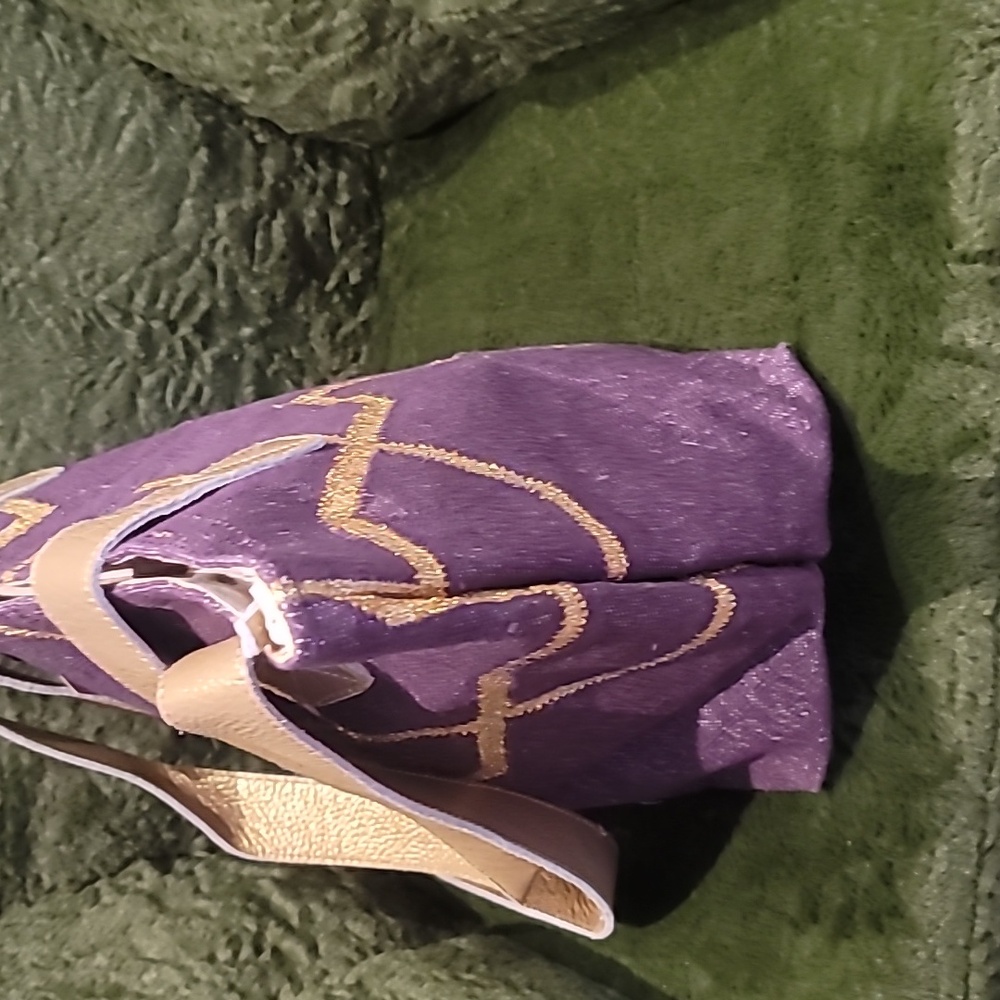 Viajera Imports Geometric Purple And Gold Tote with Metallic Pattern - Picture 5 of 9